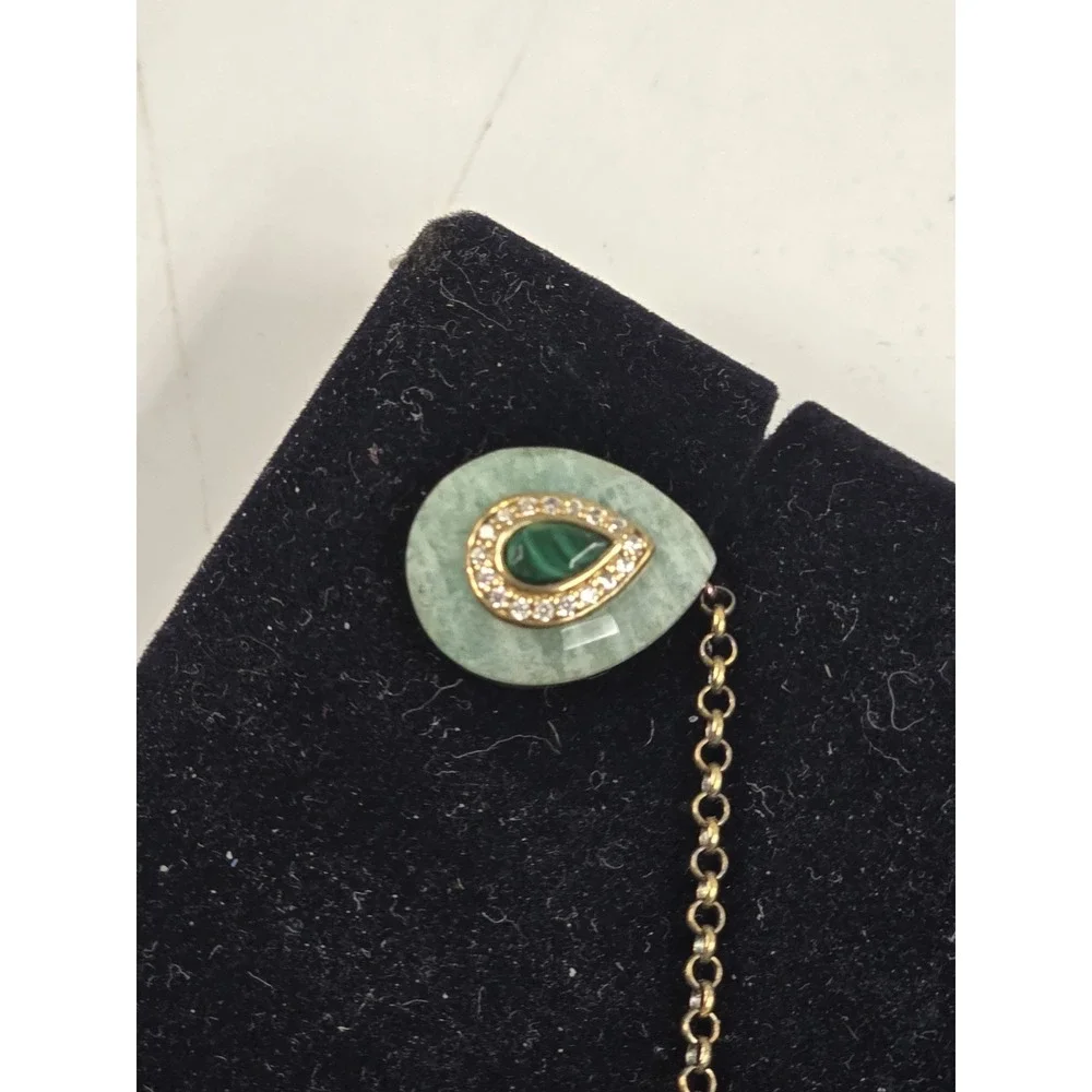 stauer pendant Riverwalk Malachite And Amazonite Comes With Chain Made In Italy!